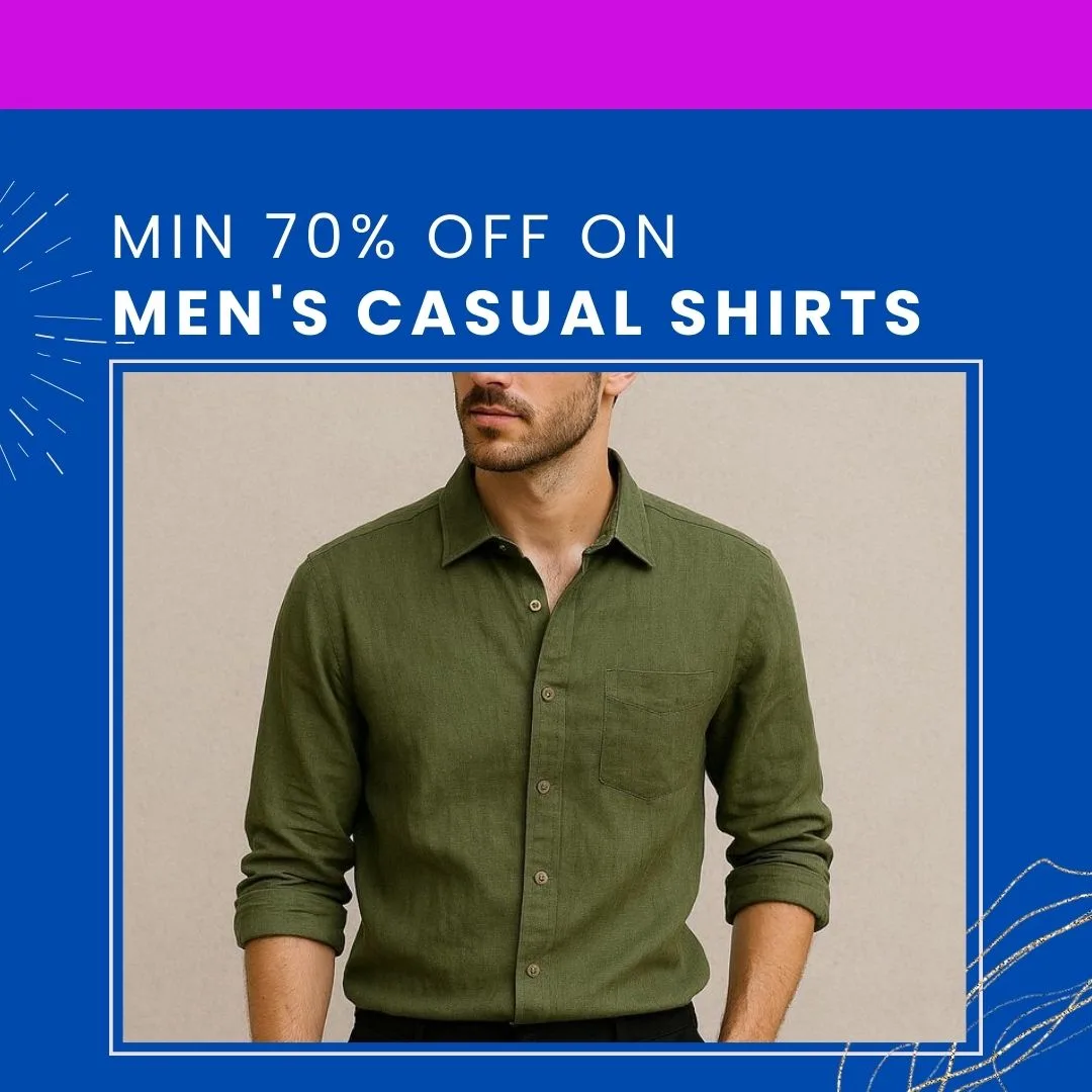 Min 70% Off on Men's Casual Shirts